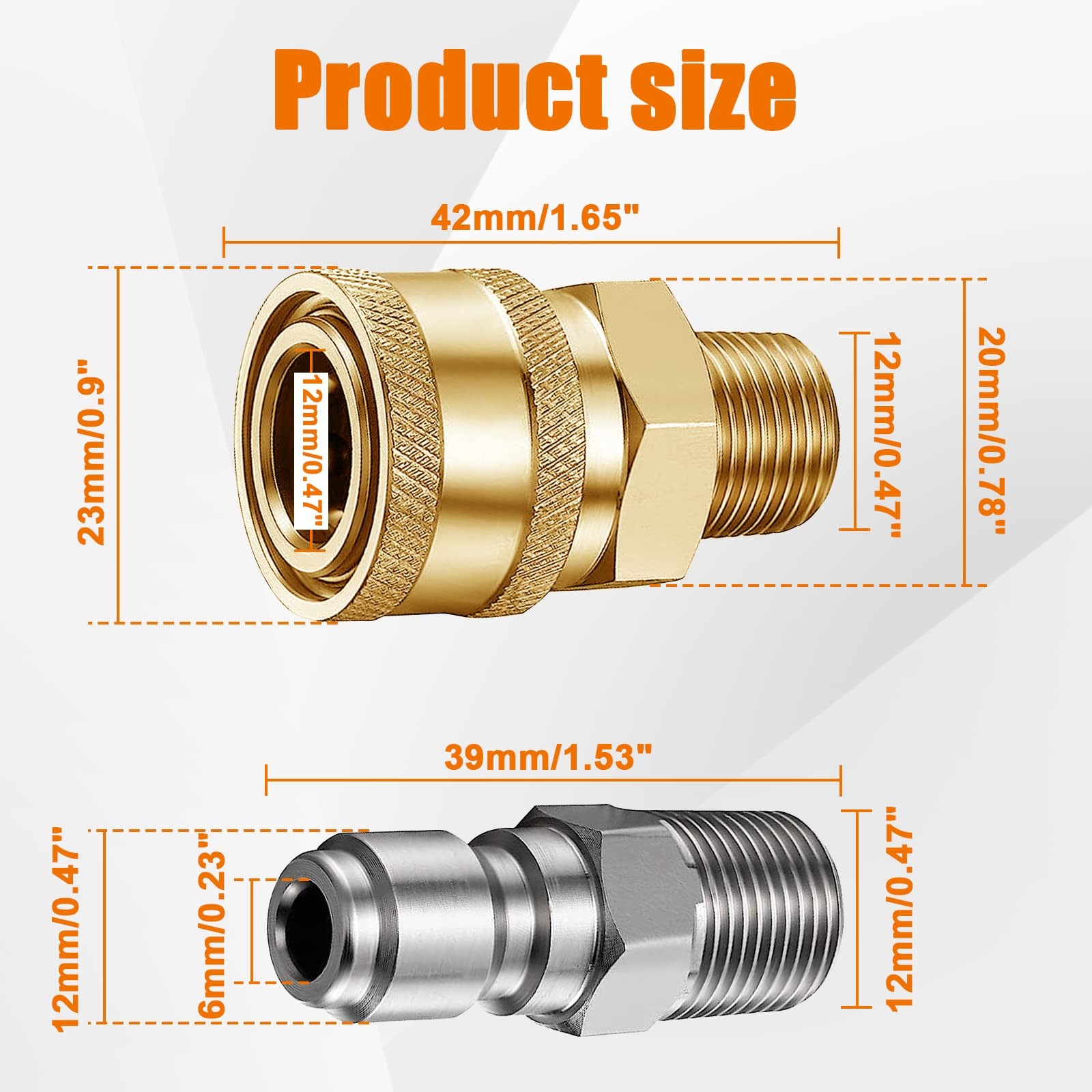 4 PCS Pairs NPT 1/4 Inch Pressure Washer Couplers Quick Connect Adapters