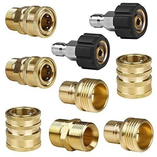 9Pc Pressure Washer Adapter Set Quick Disconnect Kit M22 Swivel to 3/8” Connect