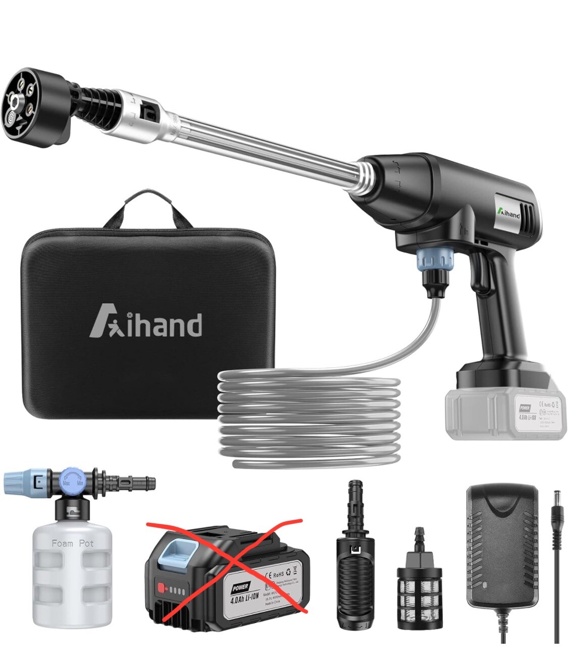 Aihand Cordless Pressure Washer, 652PSI Portable Power Cleaner with Rechargeable