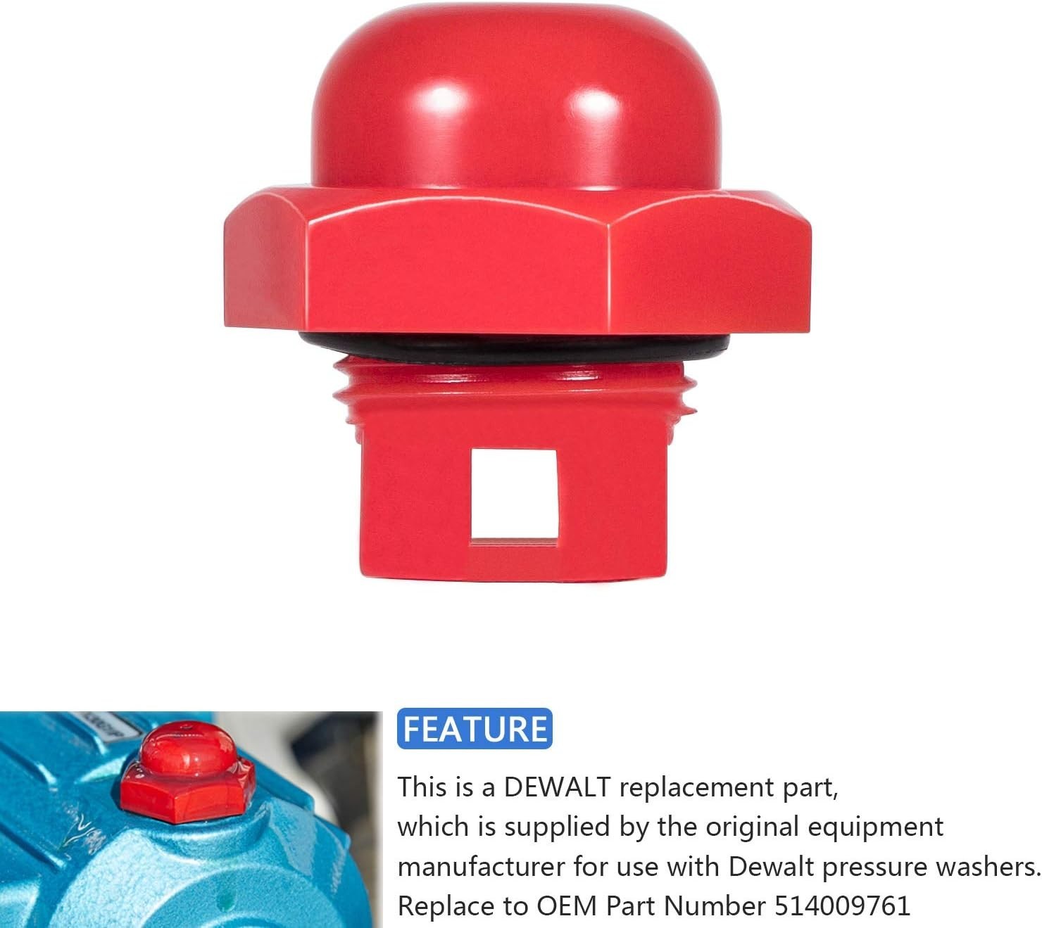 514009761 547961 Oil Fill Cap with O-Ring Seal for Cat Pumps Pressure Washer …