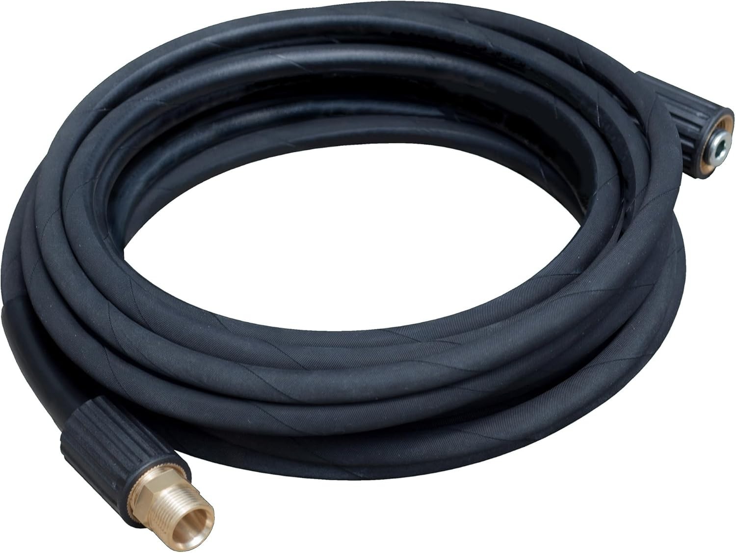 Heavy-Duty 25ft Pressure Washer Hose M22 15mm Swivel Connector Rubber Black