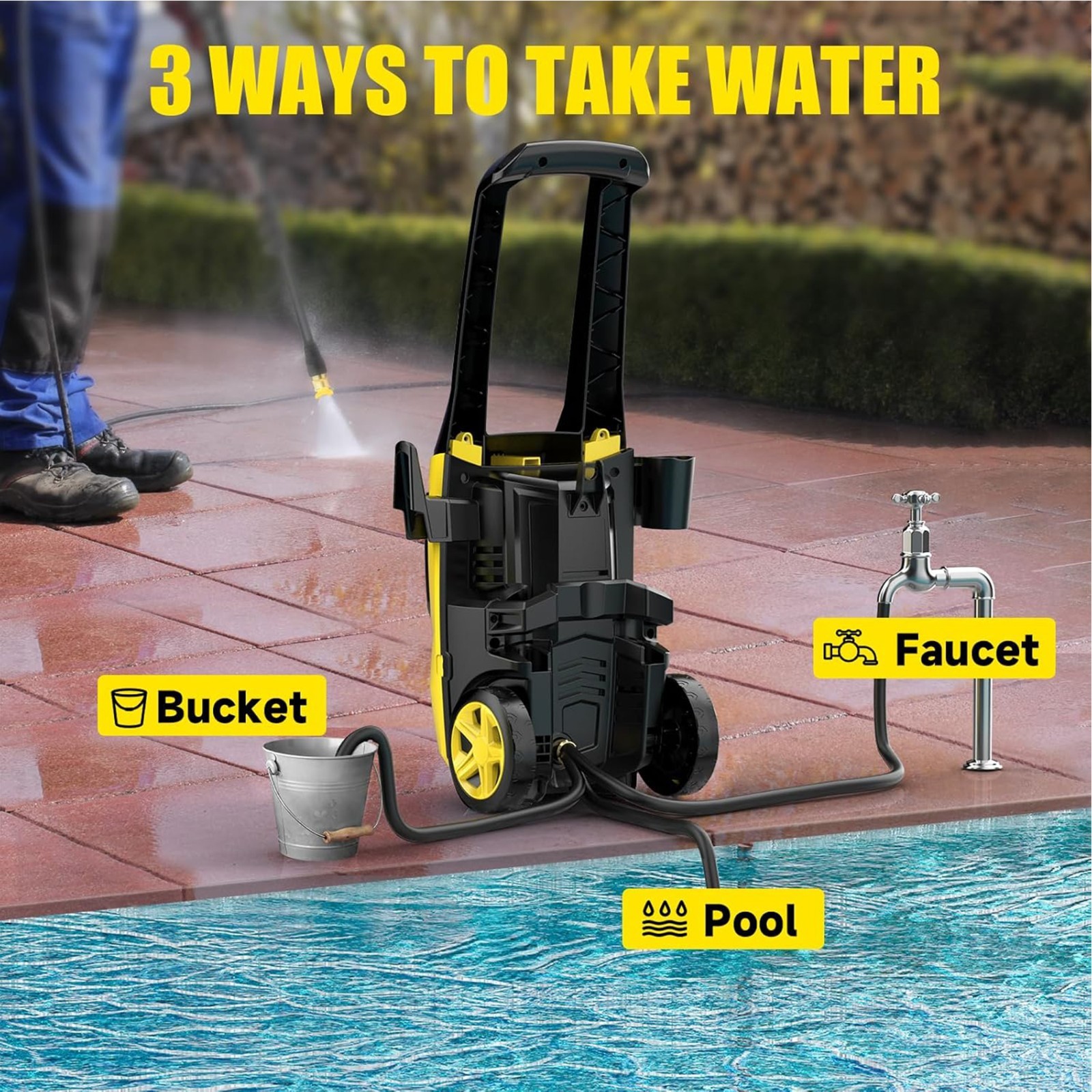 AcquaX Electric Pressure Washer 3800PSI 2GPM Power Washer Cold Water Yellow New