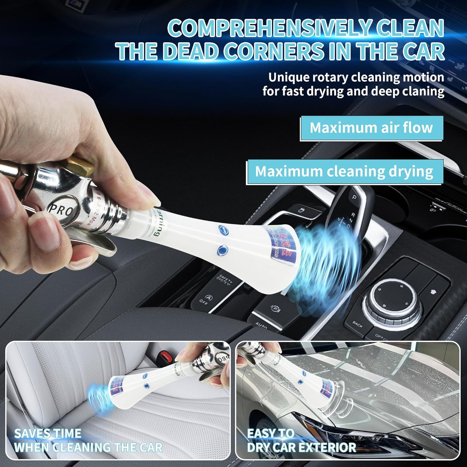 Tornado mini,Car Cleaning Gun Trumpet Head High Pressure Dryer Blow Gun, Car Cle