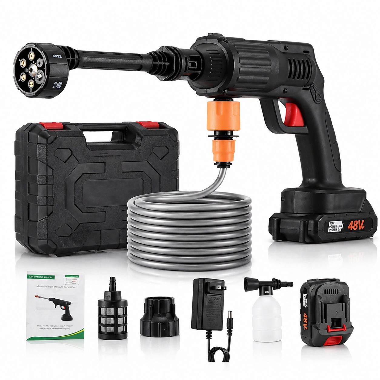 Portable Cordless Electric High Pressure Water Spray Gun Car Washer Cleaner Tool