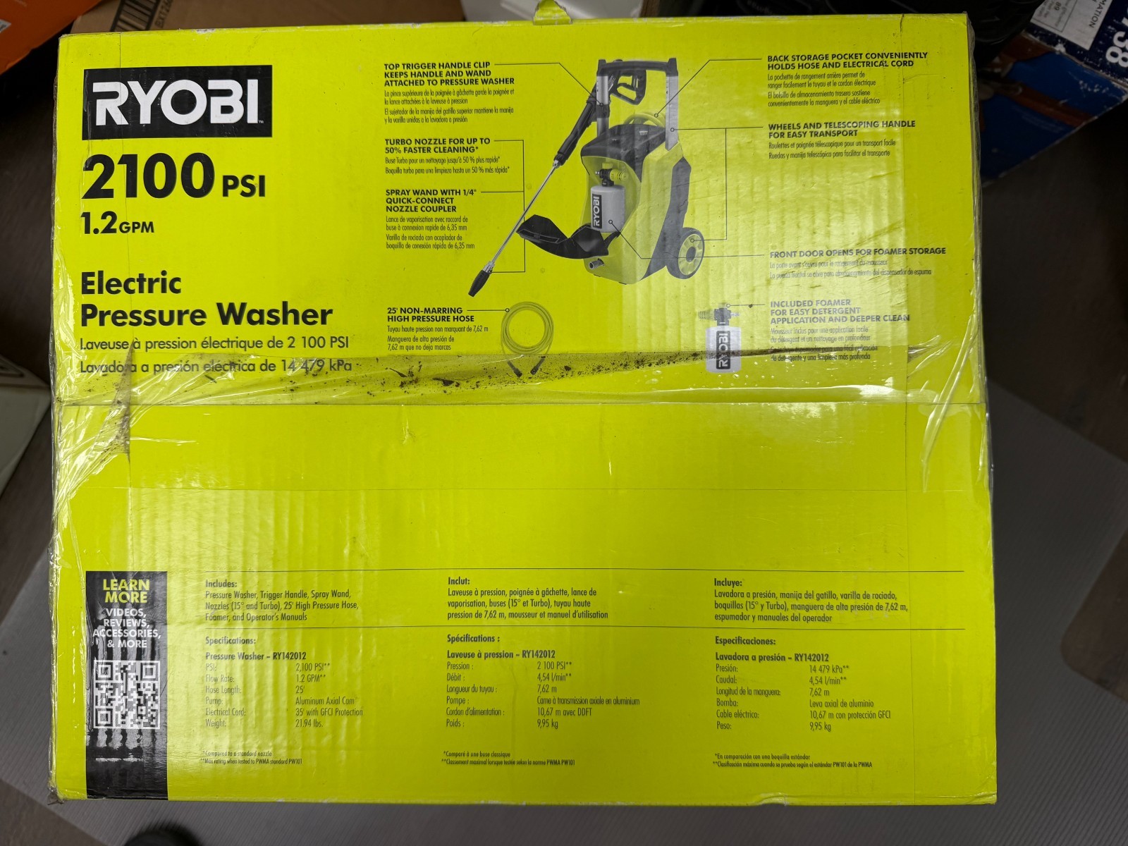 RYOBI RY142022 2100 PSI 1.2 GPM Electric Pressure Washer