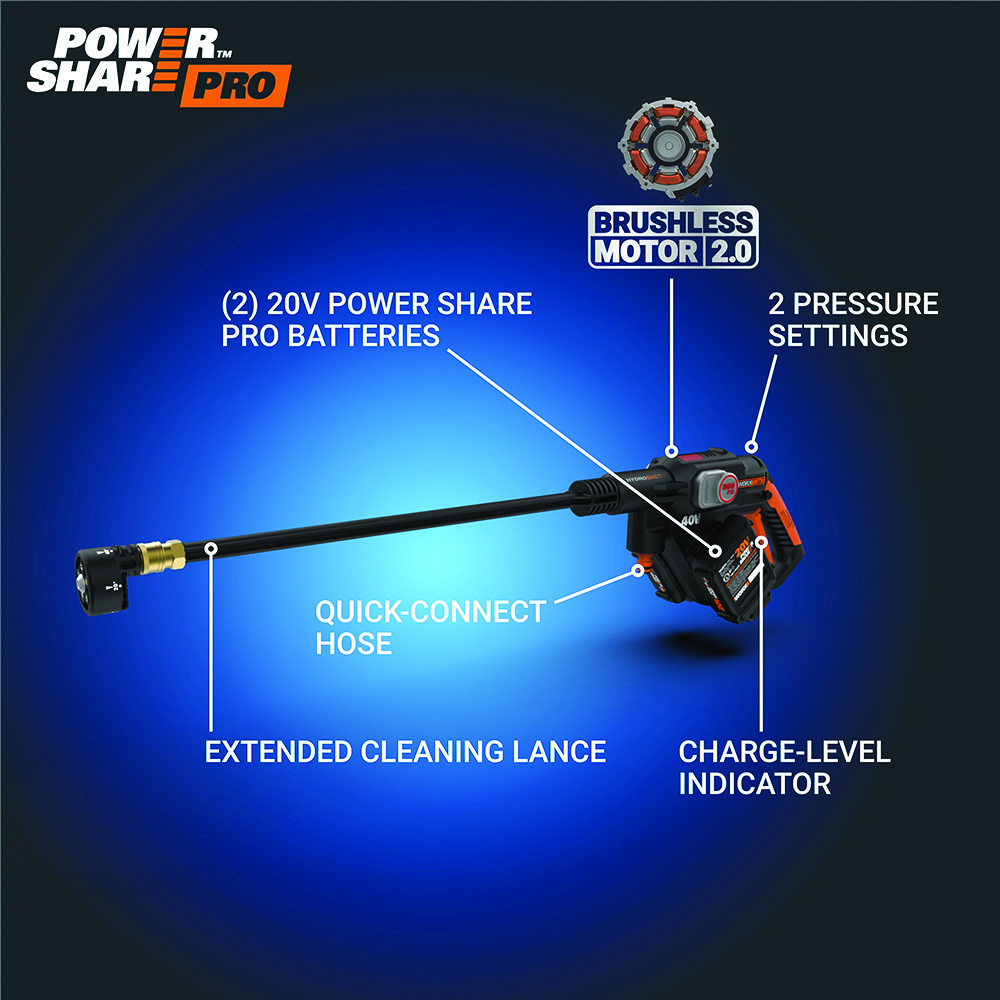 Worx Nitro WP657 40V PowerShare Hydroshot 800 Max PSI Portable Power Cleaner-OB