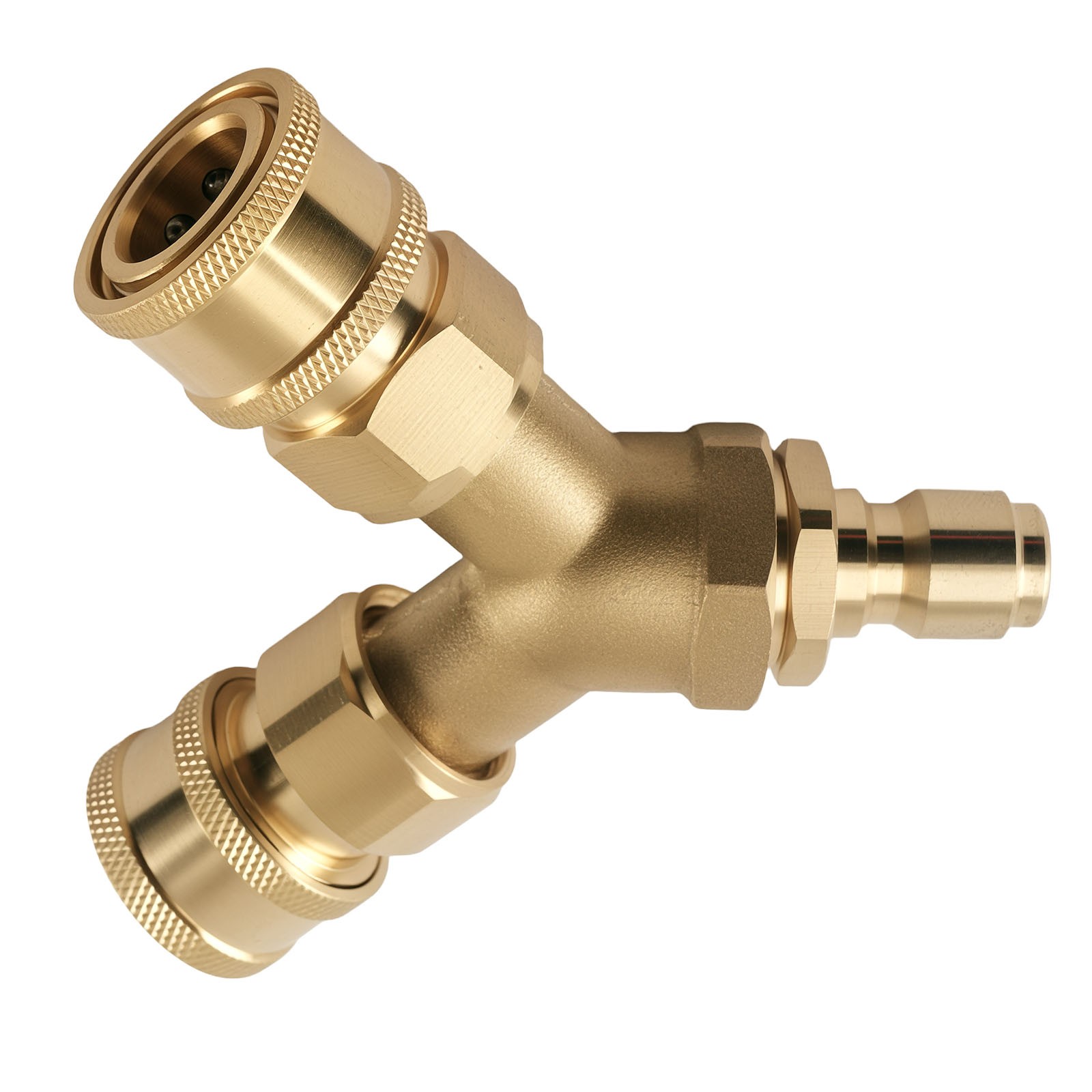 Brass Adapter Pressure Washer Tee Y-Shape Dual Gun 3/8” Quick Connect 5000 PSI
