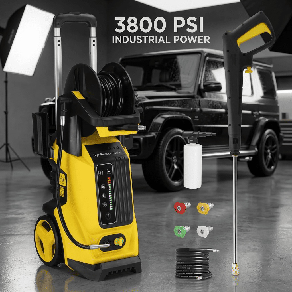 3800PSI Electric Pressure Washer 1800W Car Cleaner With Smart Hose Reel 102A