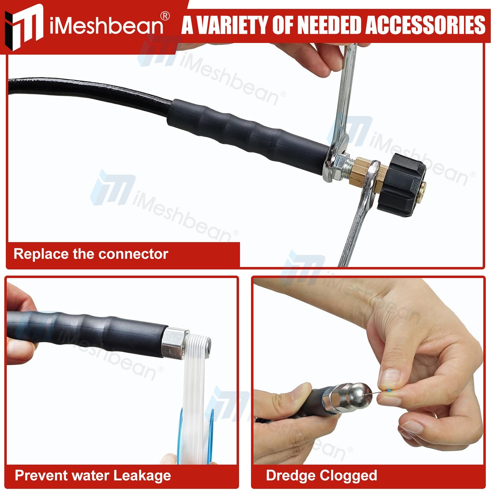 Sewer Jetter Kit for Pressure Washer 50FT 1/4″ M-NPT Drain Cleaner Hose 5800PSI