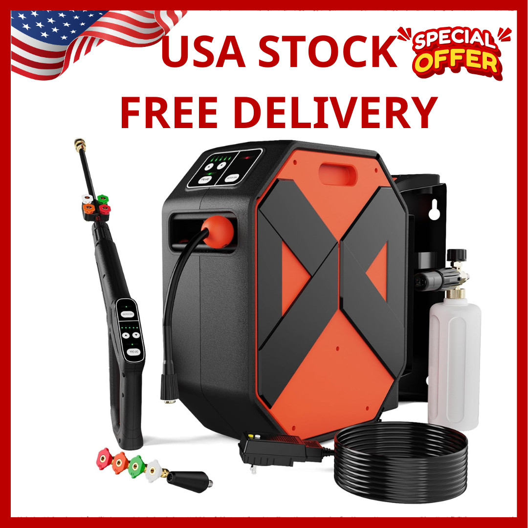 5000PSI GFCI Pressure Washer – 100FT Hose, Foam Cannon & 5 Nozzles