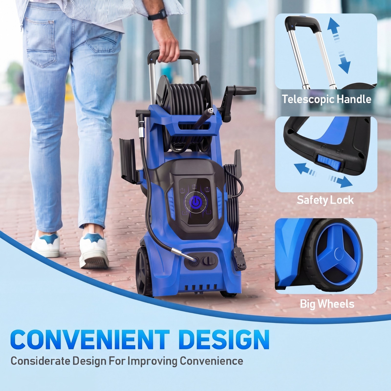 Electric Pressure Washer 5000PSI 2.65GPM, 15 Level Adjustable Touch Screen