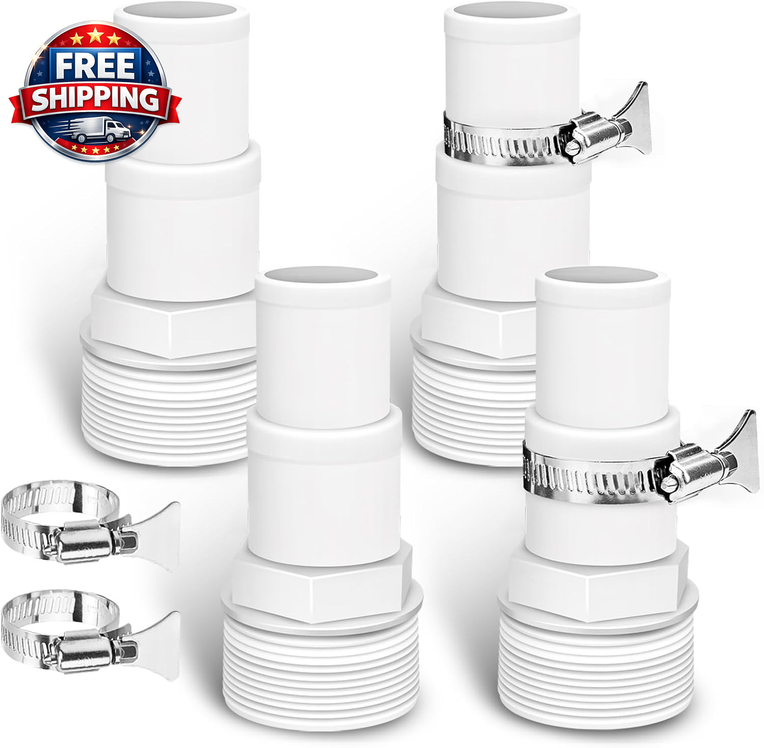 Universal 1.25″ / 1.5″ Combo Hose Adapter Pool Filter Pump Hose Adapter with Cla