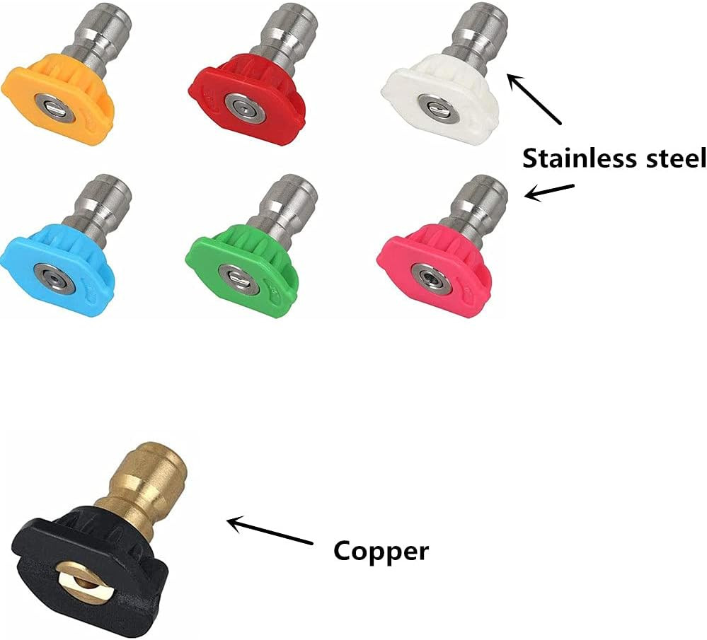 7 Pieces Pressure Washer Spray Nozzles Tips Set 1/4Inch Quick Connect, 2.5 GPM,