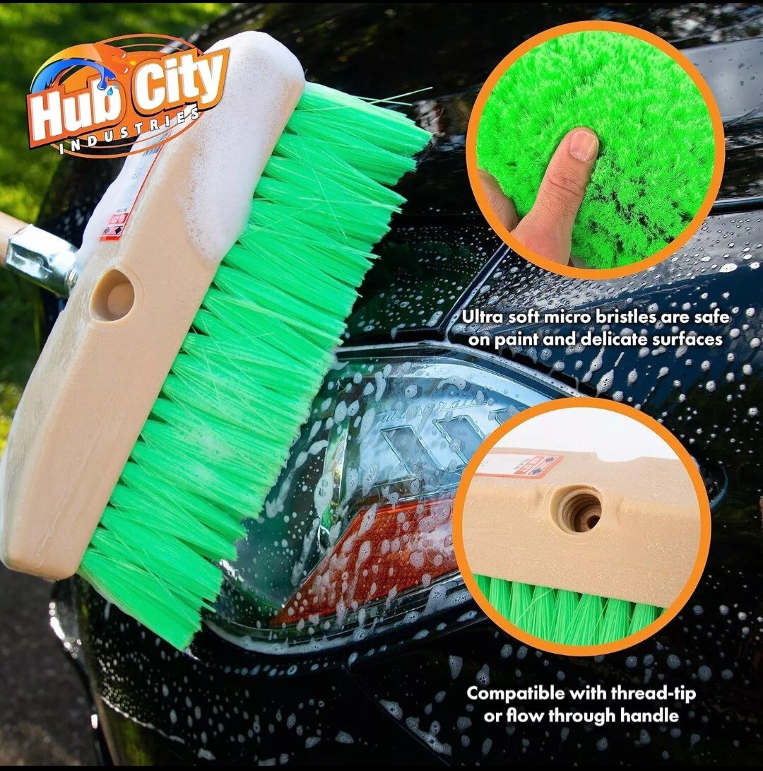 Hub City Industry 10- inch Car Wash Brush, Soft Nylon 10″ Wash, Green