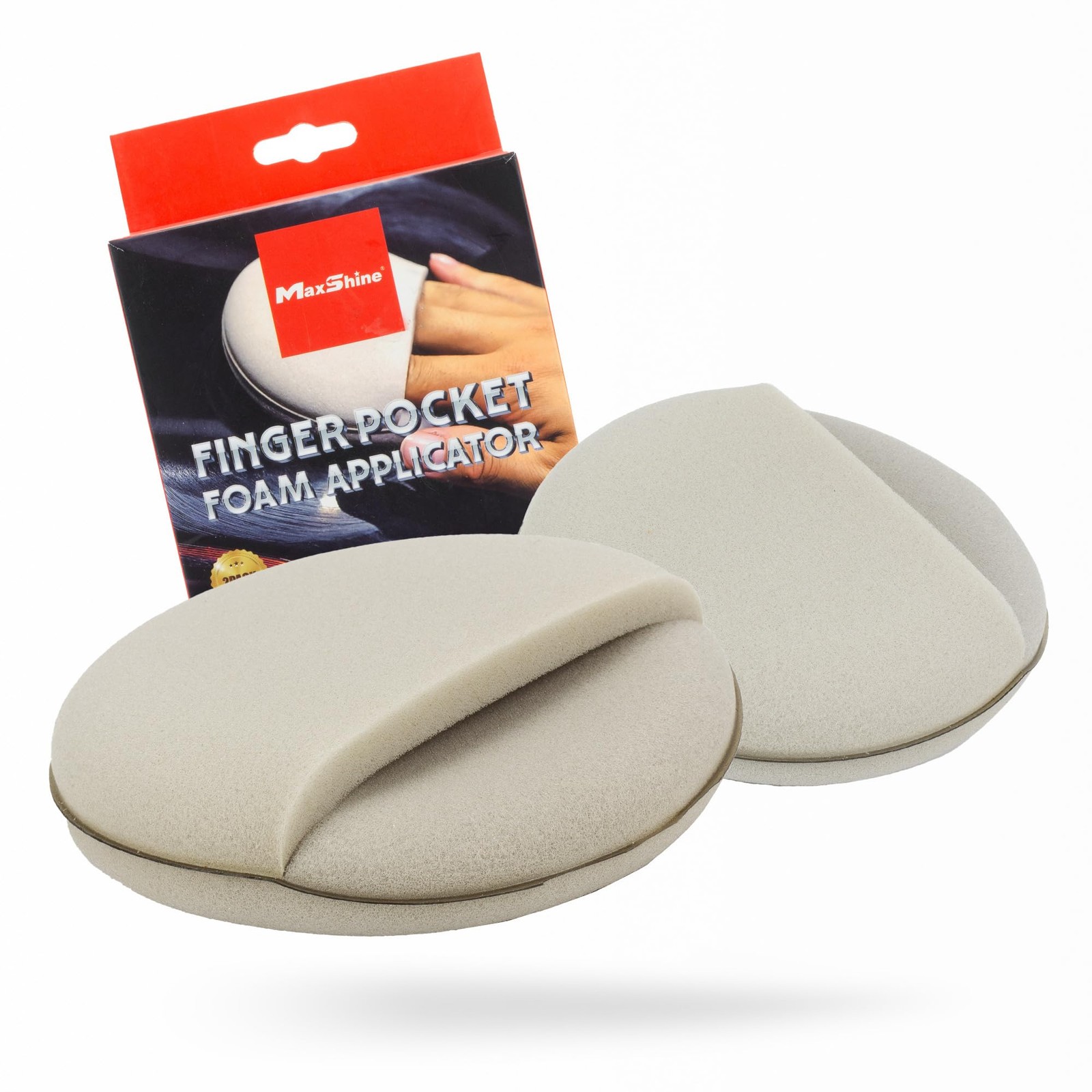 Car Wax Applicator, Finger Pocket Foam, 3.5 Inch, 2-Pack | Ergonomic Grip, No…