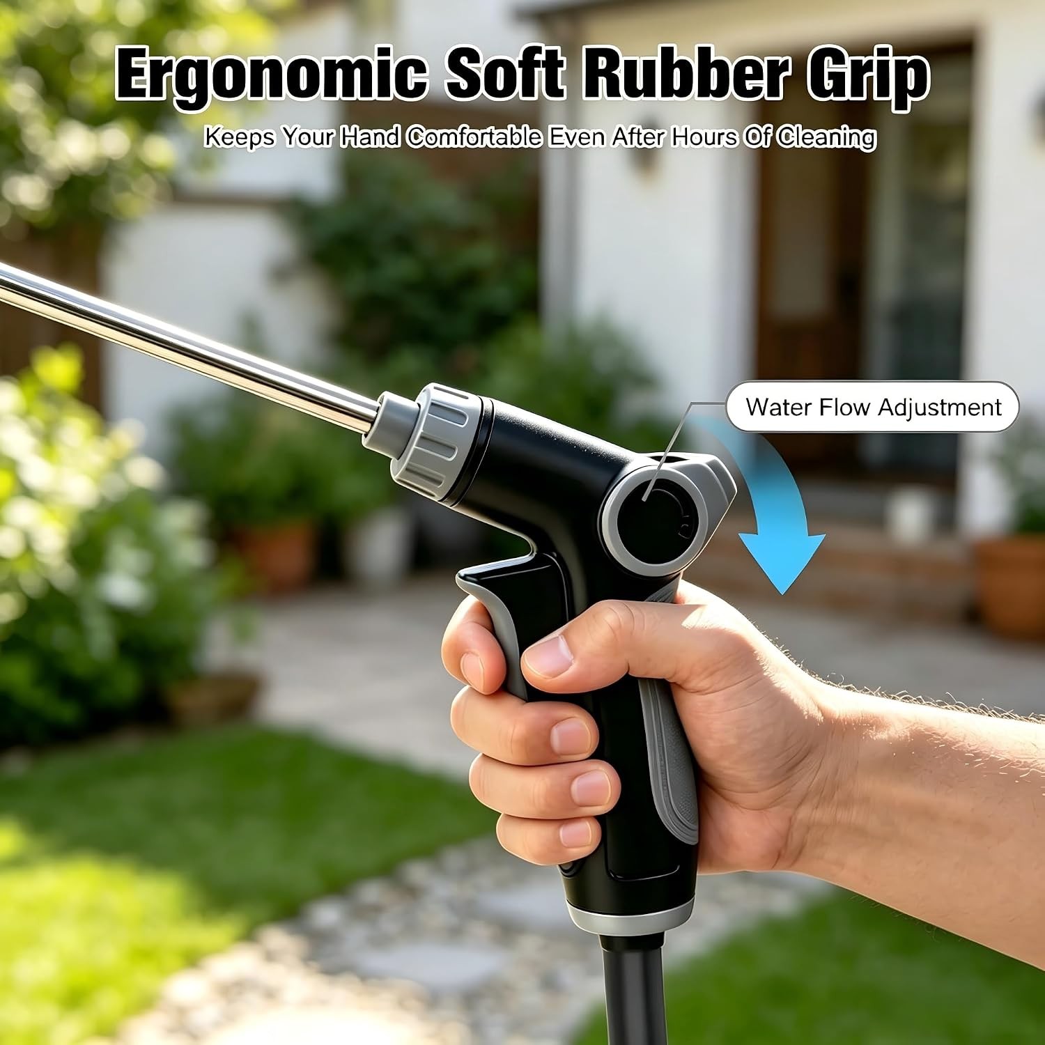 5000 PSI High Pressure Hose Nozzle, 1/2″ & 3/4″ Fit, Adjustable Spray Patterns
