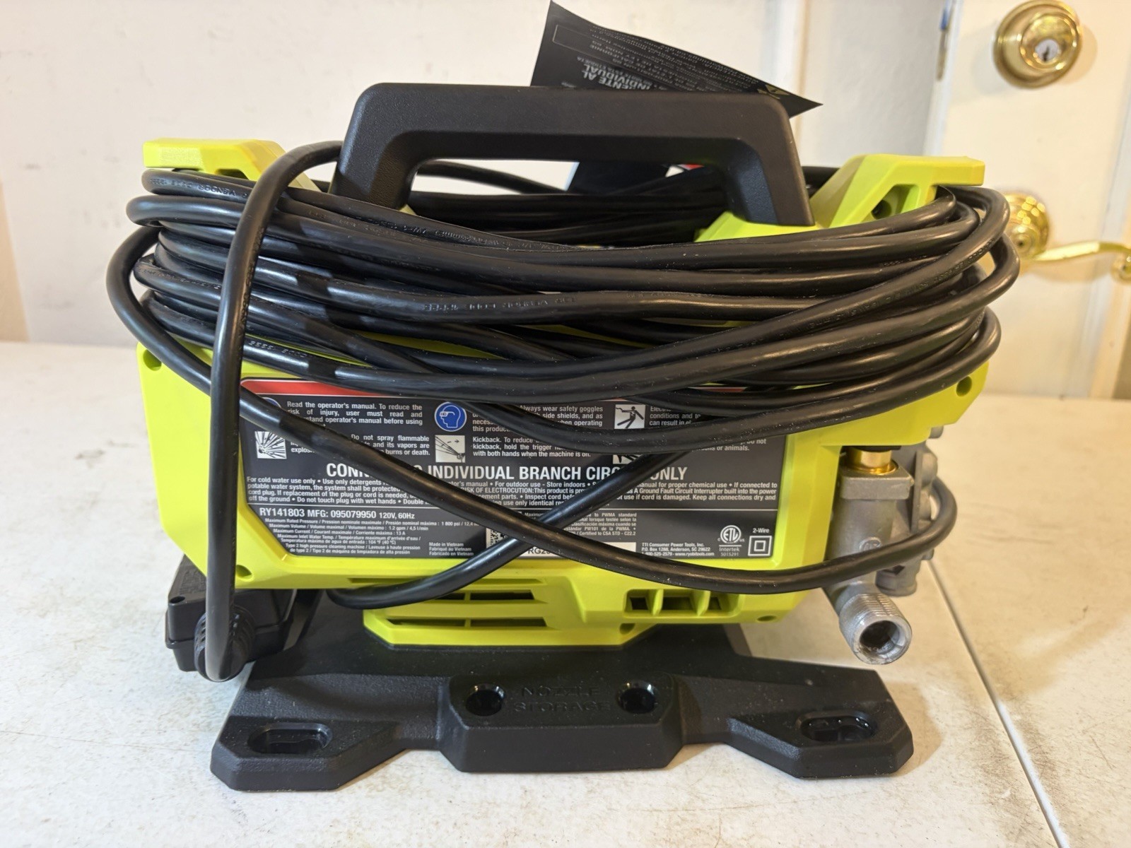 RYOBI 1800PSI 1.2 GPM Cold Water Corded Pressure Washer TOOL ONLY RY141803