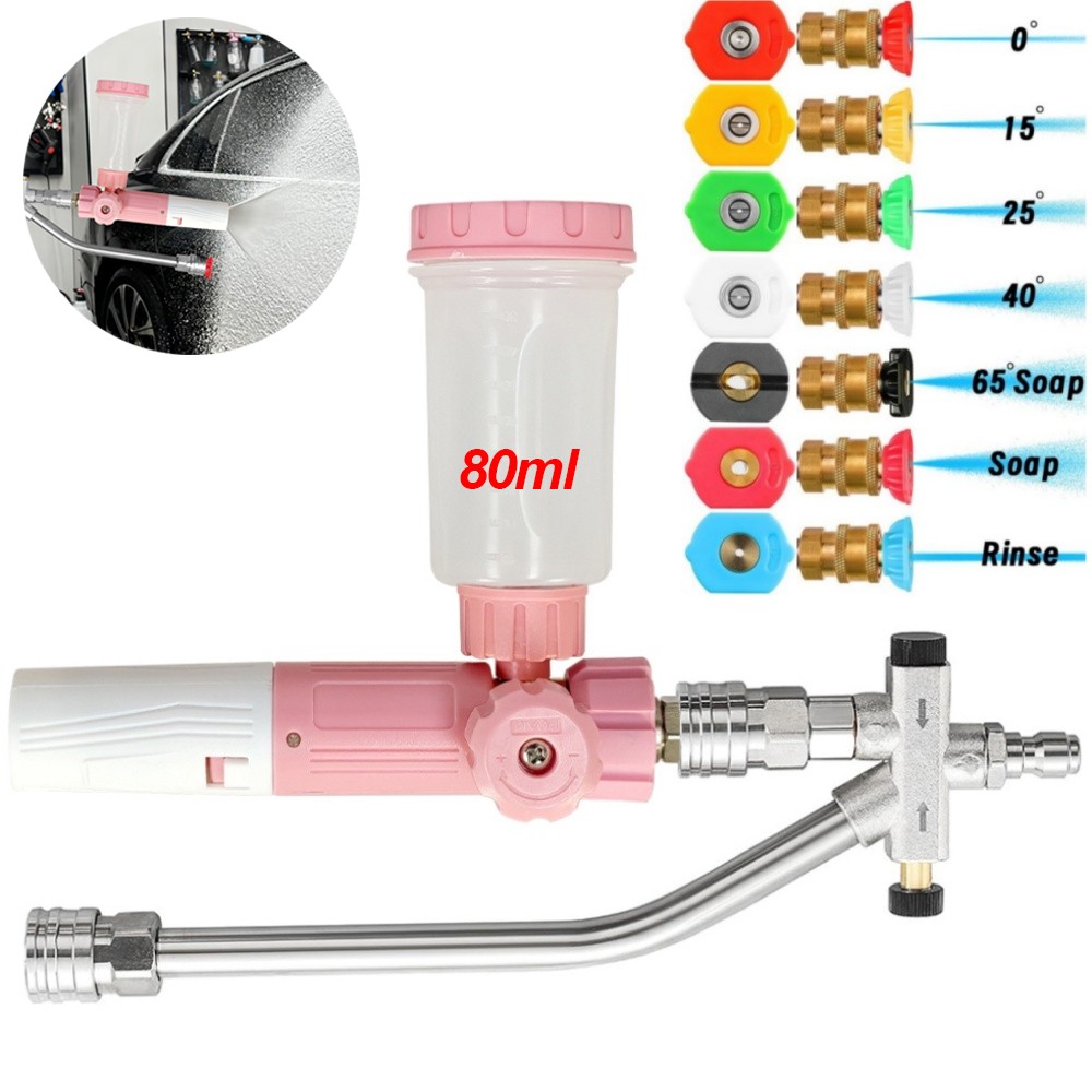 Pressure Washer Foam Cannon Dual-Connector Accessory 1/4″ QC 7 Nozzle Tips Kits