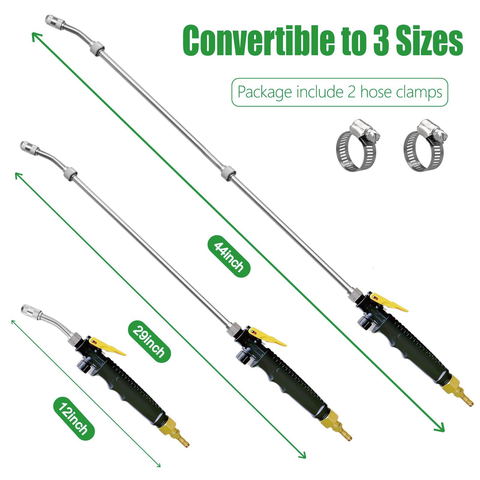 29 inches (L) x 4 (W) x 1.5 (H), 44 Inches Sprayer Wand – 3/8″ Barb