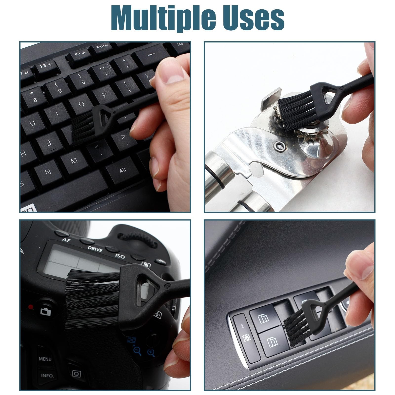 Rierdge Keyboard Cleaning Brush, 6 Pcs Plastic Handle Nylon Anti Static Black