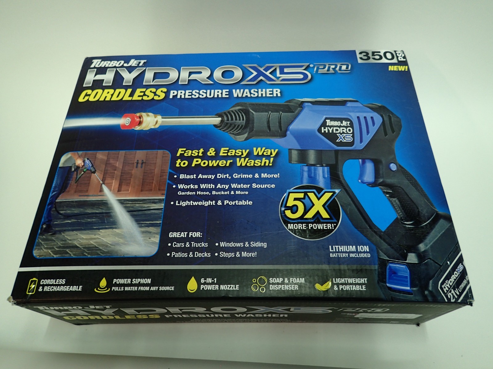 Turbo Jet Hydro X5 Pro Portable Cordless Pressure Washer with Battery