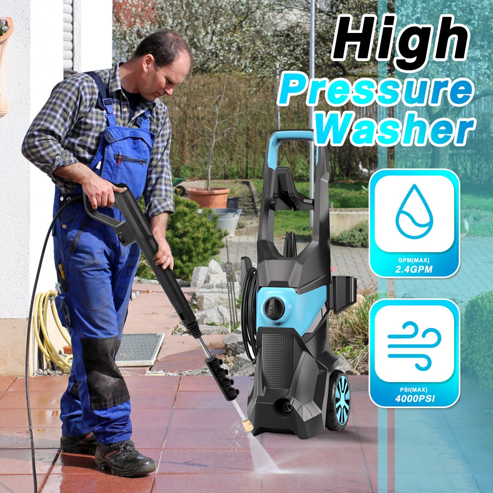 4200PSI 2.4 GPM Portable High-Pressure Washer Power Cleaner Car Washing Machine