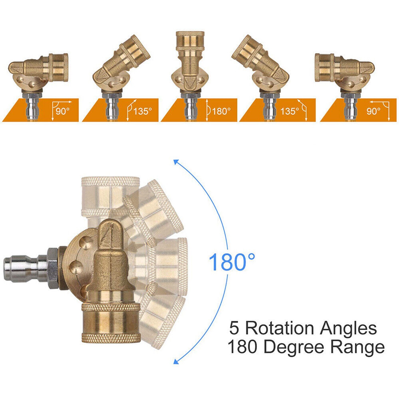 1/4 in Quick Pivoting Coupler 240 Degree 4500 PSI For Pressure Washer Rotation