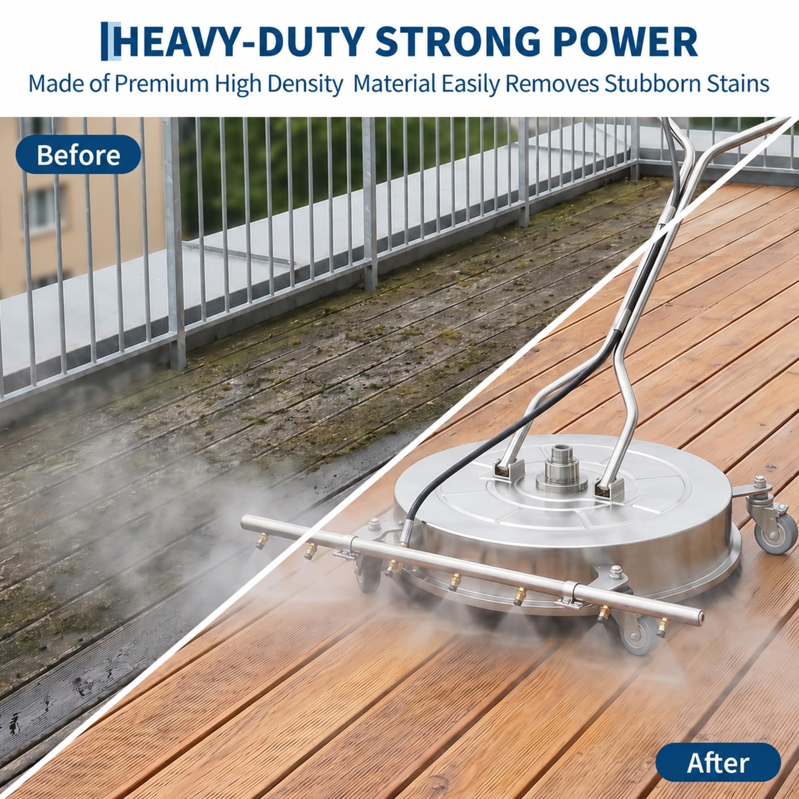 24″ Pressure Washer Surface Cleaner Mate with 7 Nozzles Water Broom&Dual Handle