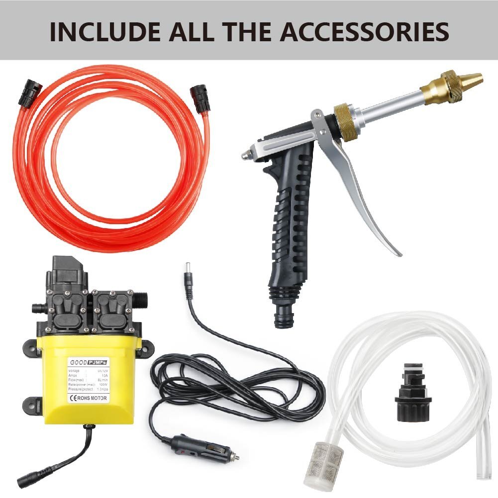 12V 120W Double Pump Car Washer Cleaner Yard Electric Wash Gun Kit High Pressure