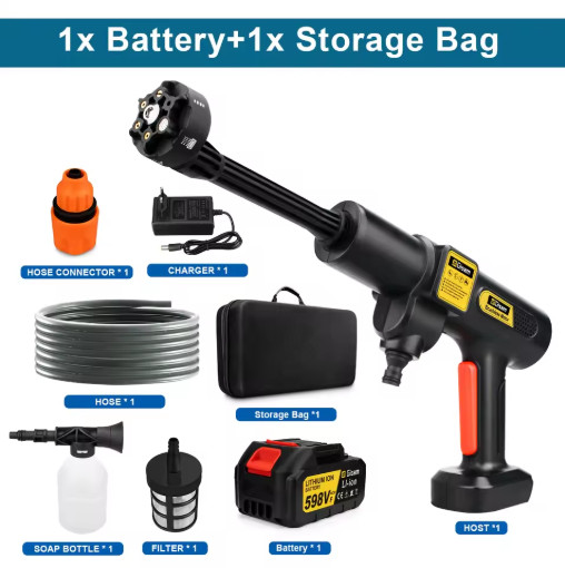 Gisam 250Bar Brushless High Pressure Car Washer Gun 4 Gears Electric Garden Wash