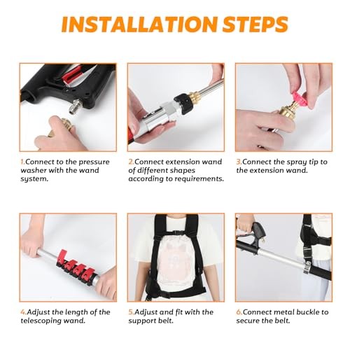 Telescoping Pressure Washer Wand 24FT, 24FT Pressure Wand with Brush Head