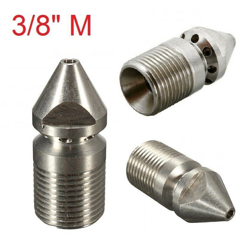 3/8 Male Pressure Washer Sewer Jetter Spray Head Hose Drain Cleaner Nozzle Part