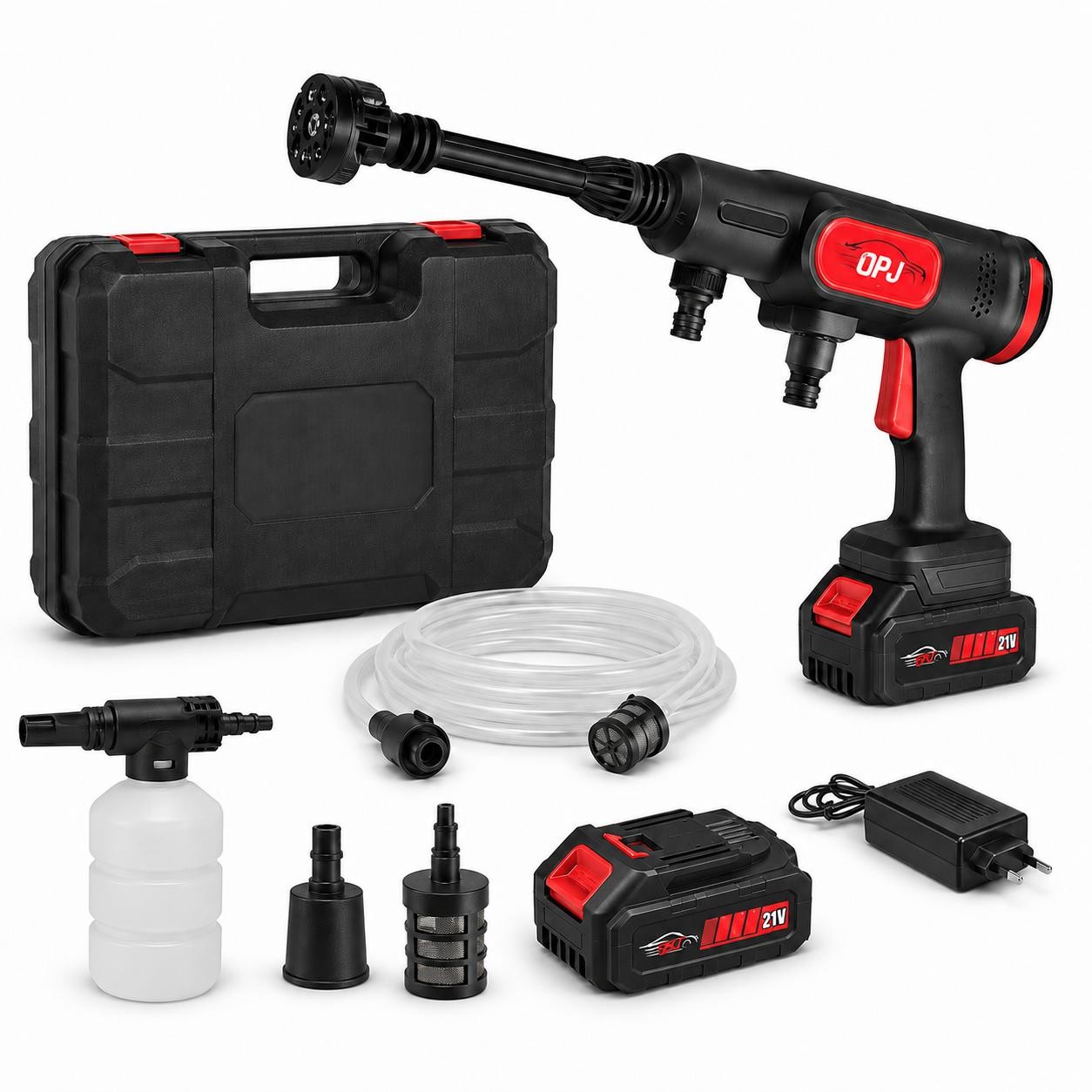 21V Cordless Pressure Washer 2 Battery Portable Power Cleaner Kit w/ Case