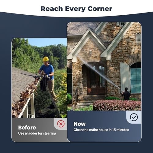 Telescoping Pressure Washer Wand 24FT, 24FT Pressure Wand with Brush Head