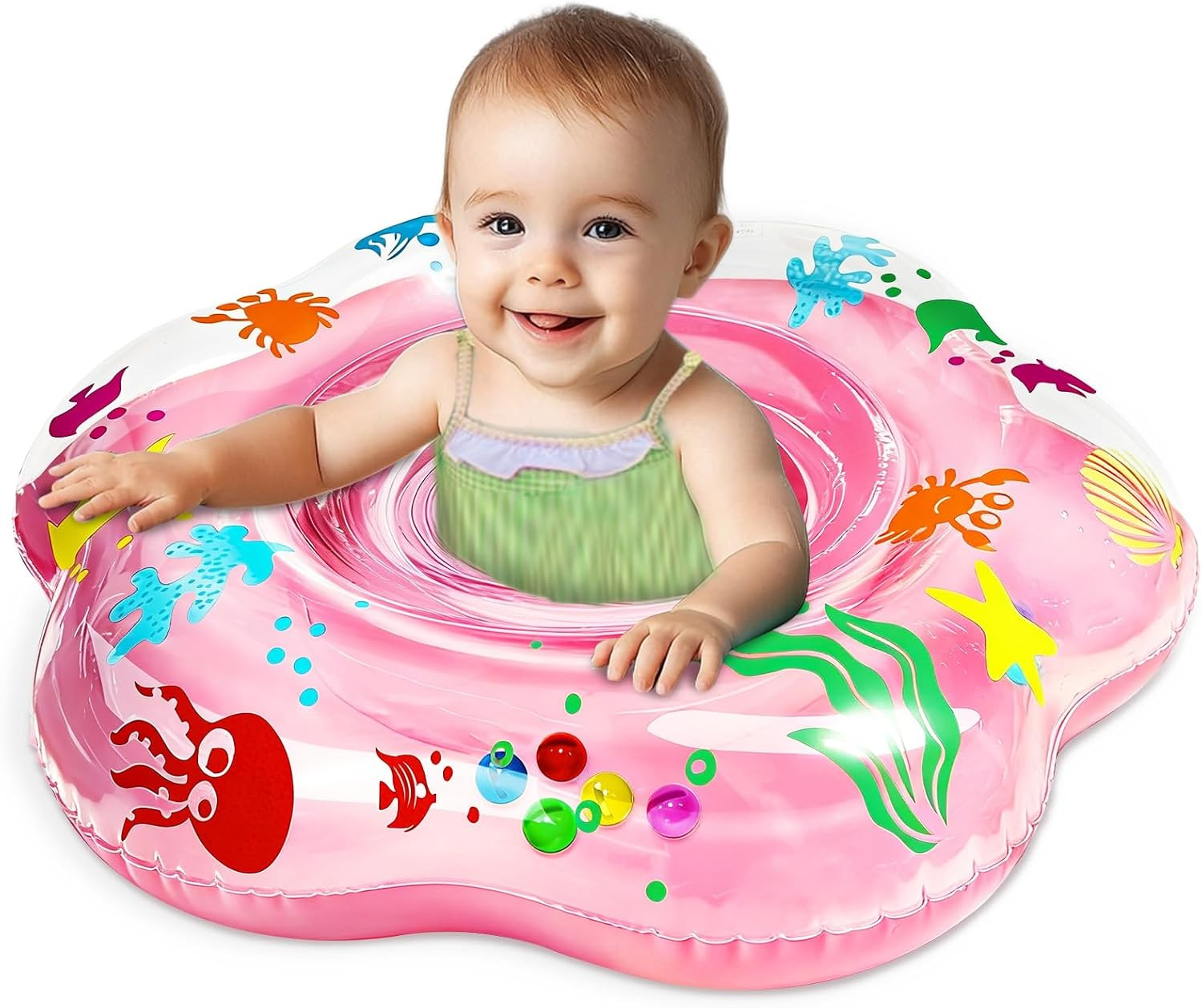 25.6″ Inflatable Baby Pool Float for 6-36 Months Double Air Anti-Flip Safety …