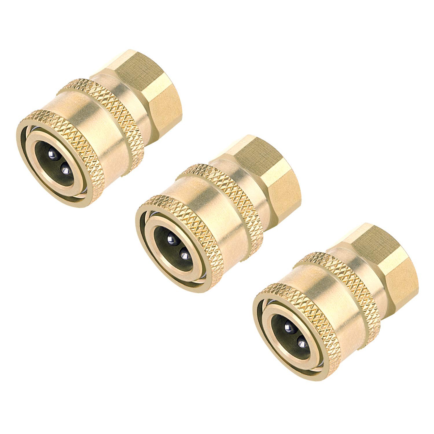 Awpeye 3 Pack Pressure Washer Coupler, Brass Fittings, 1/4 Inch Quick Connect…