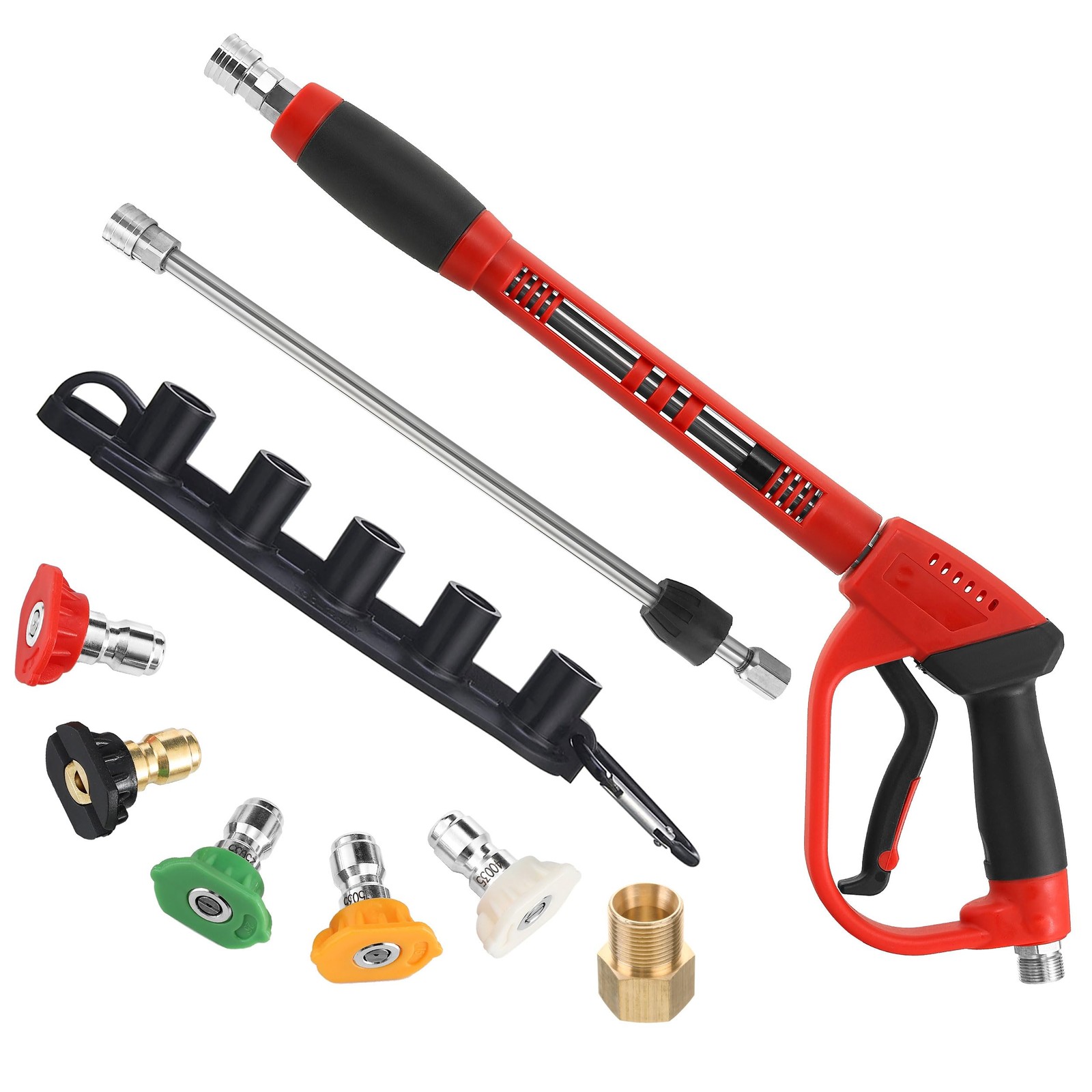 Deluxe Pressure Washer Gun, with Replacement Wand Extension, 5 Nozzle Tips, M…