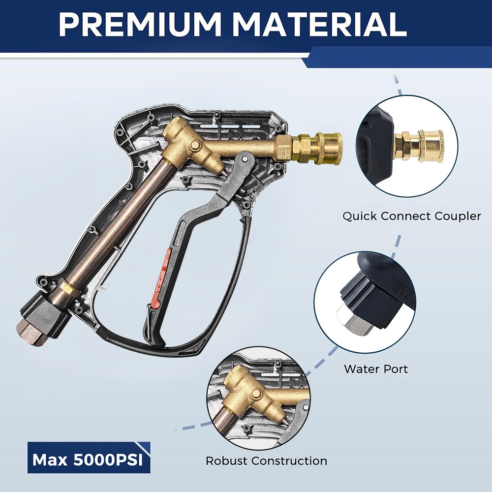 High Pressure 5000PSI Car Power Washer Gun Spray 3/8″ Swivel Plug 7 Nozzle Tips