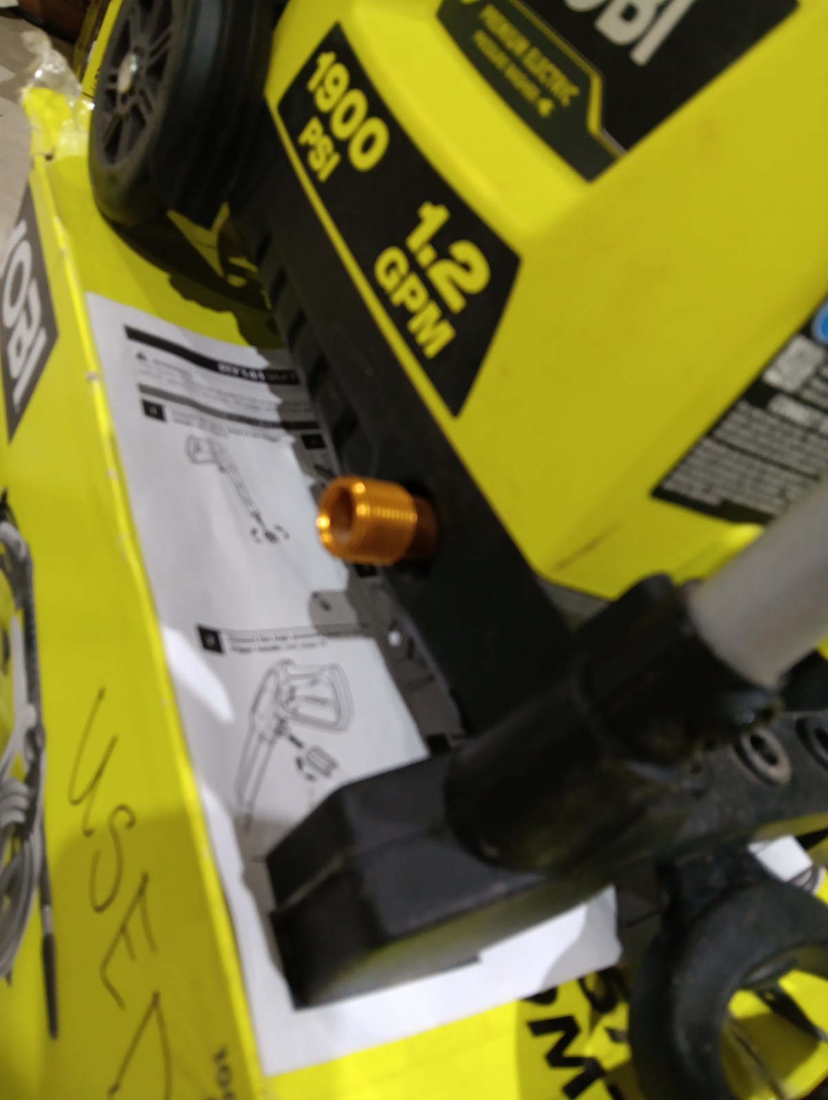 RYOBI 1900 PSI 1.2 GPM Cold Water Wheeled Corded Pressure Washer RY1419MT *READ*