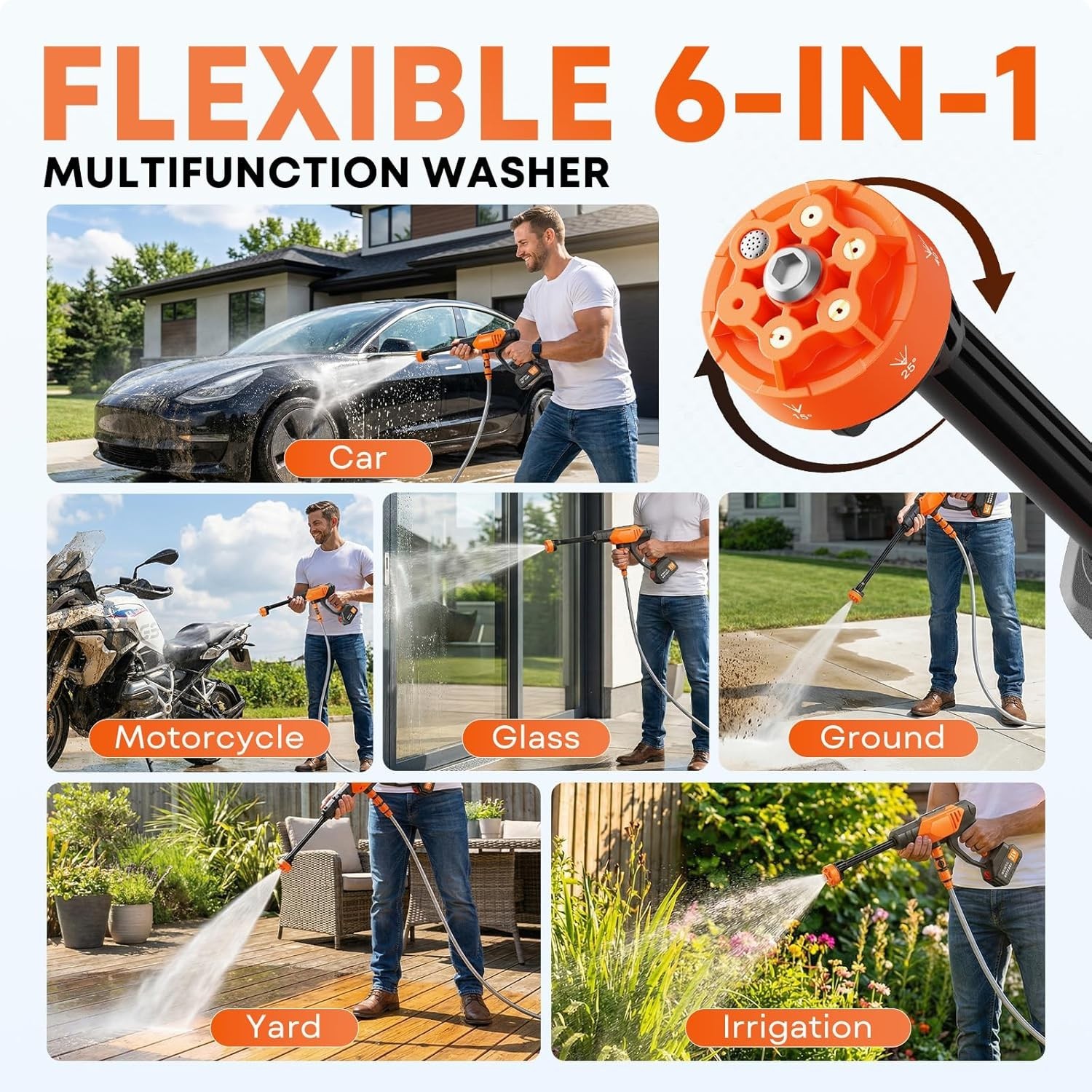 Yospinber Brushless Cordless Portable Washer 4000mAh 6-in-1 Nozzle *NEW IN BOX*
