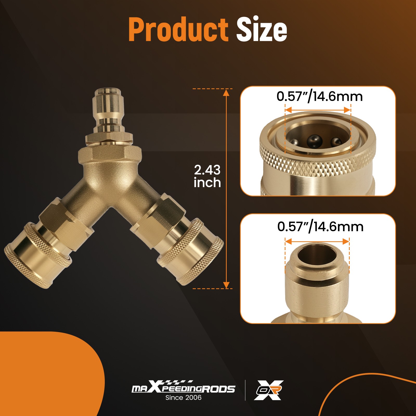 3/8” Quick Connect Pressure Washer Y-Splitter Tee Three Way 5000PSI Brass