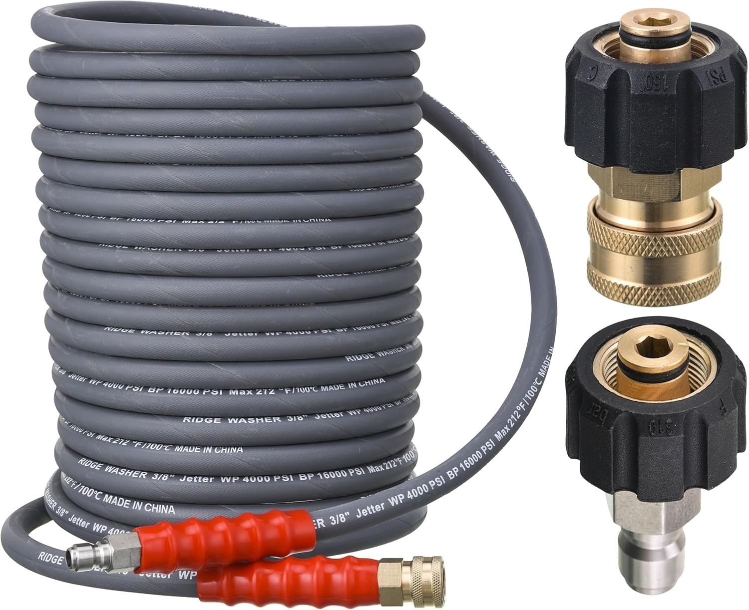 Heavy-Duty 50ft Pressure Washer Hose 3/8″ 4000 PSI Hot/Cold Water Rubber
