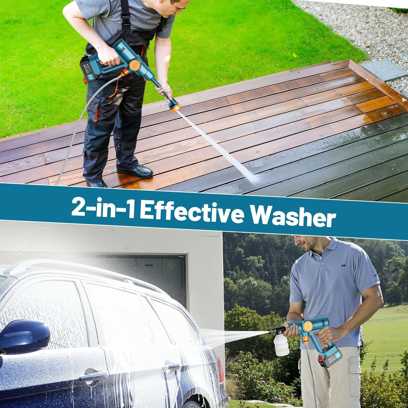 6000mAh Portable Cordless Washer Brushless Battery Operated Handheld Car Washer