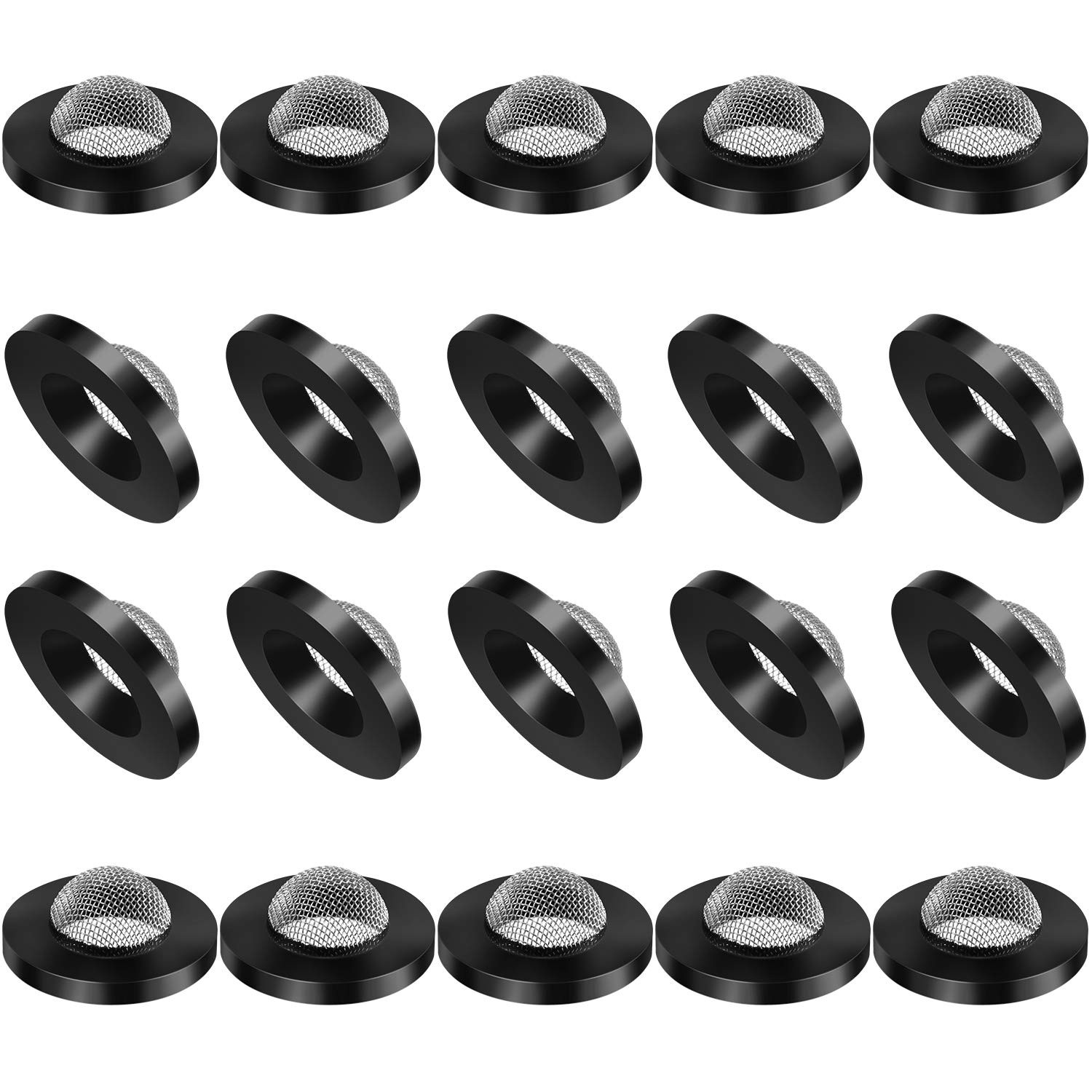 20 Pcs Hose Washer with Screen Filter Washers Stainless Steel & Black Rubber Fil