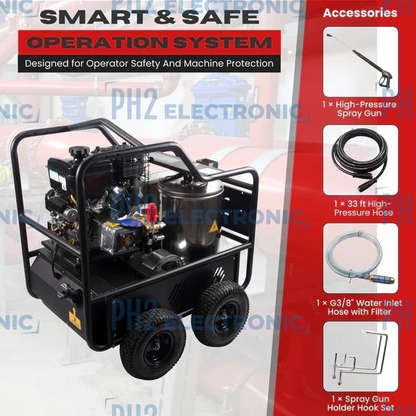 SM4000 Hot & Cold Water High Pressure Washer,Gasoline Powered, 4000 PSI, 4.0 GPM