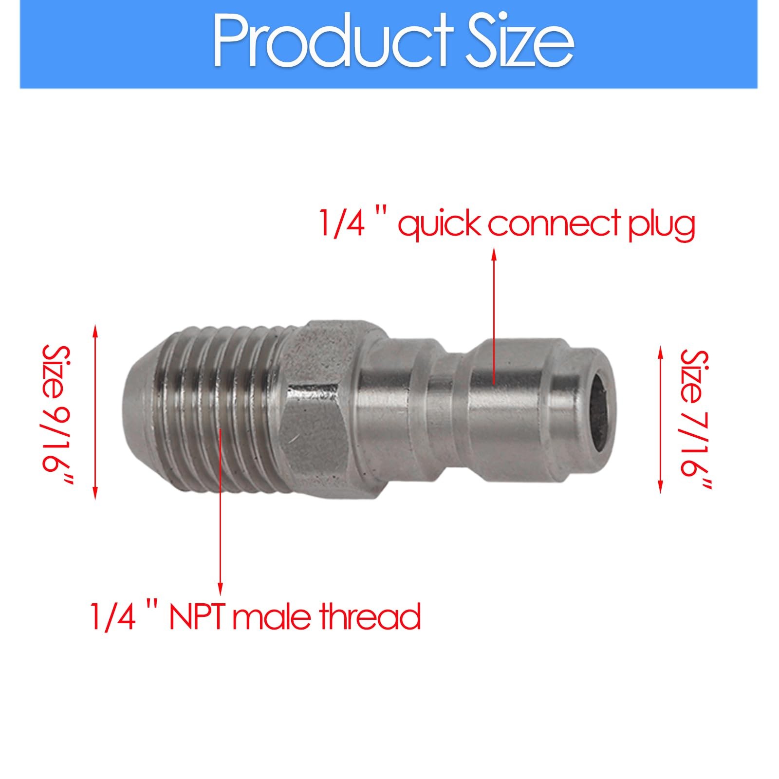 Pressure Washer Quick Connect Coupler 2-Pack 1/4 Inch Male NPT Max 5000 PSI