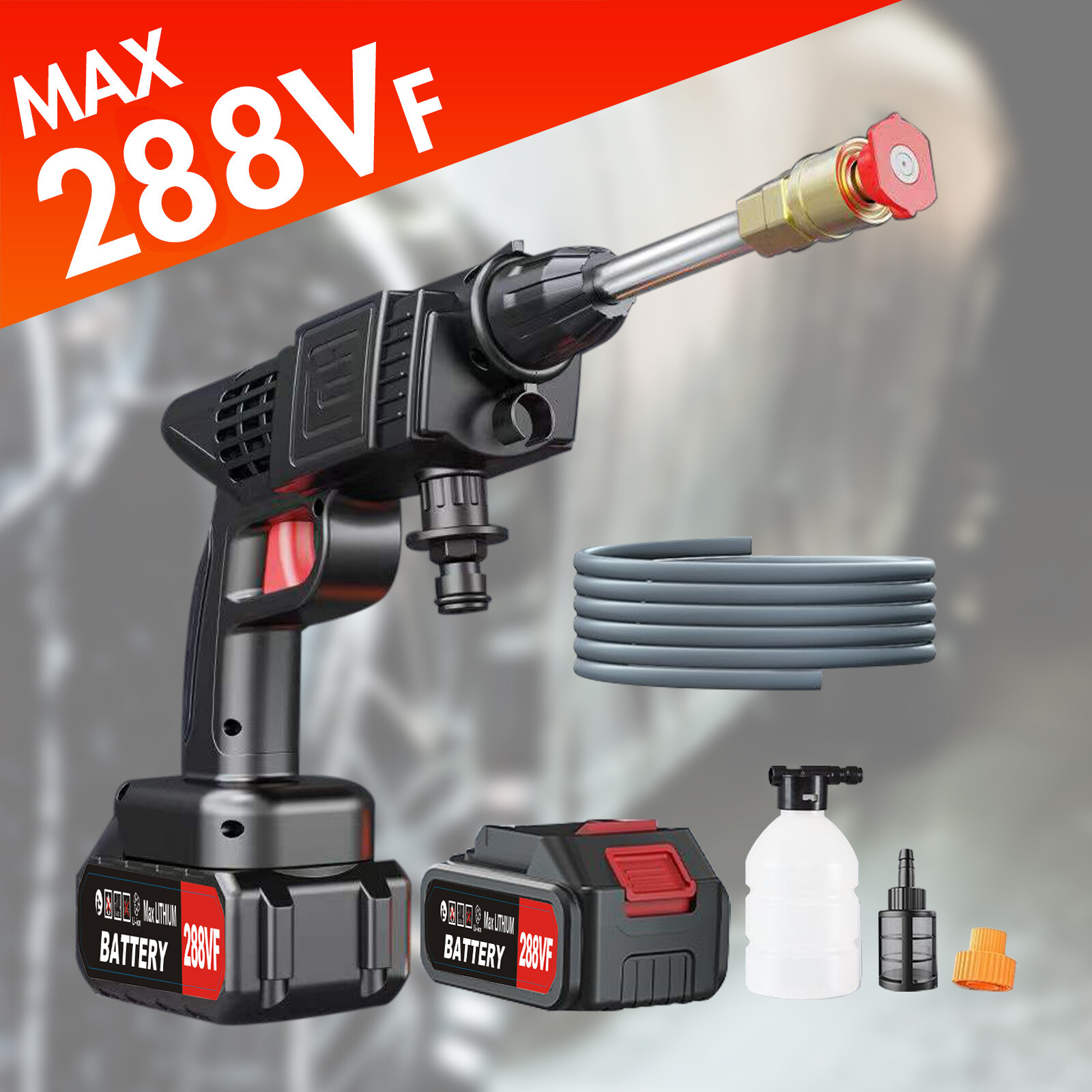 Portable Electric High Pressure Water Spray Gun Cordless Car Washer Cleaner Tool