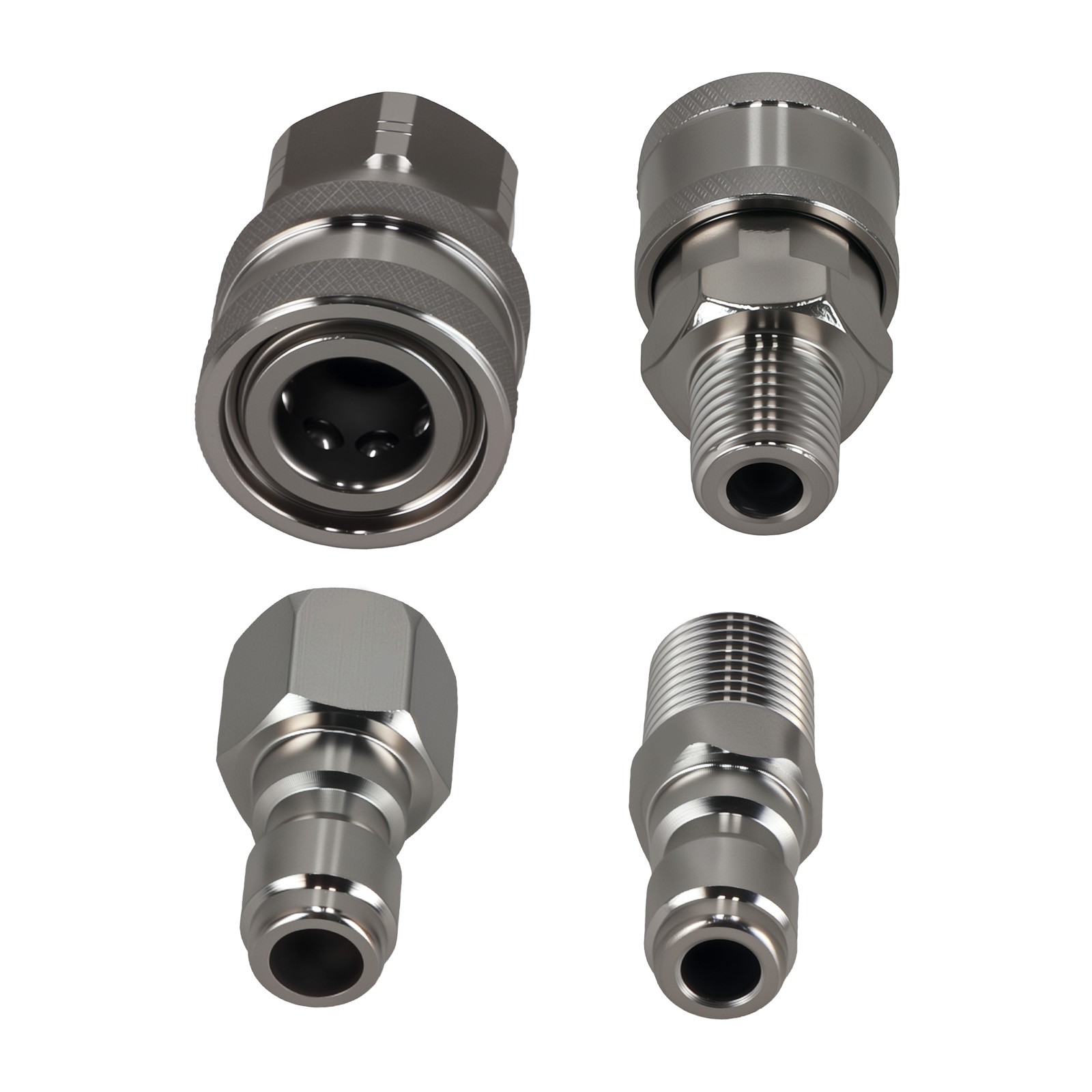 1/4in Pressure Washer Quick Connect Adapter Stainless Steel NPT 4pcs New