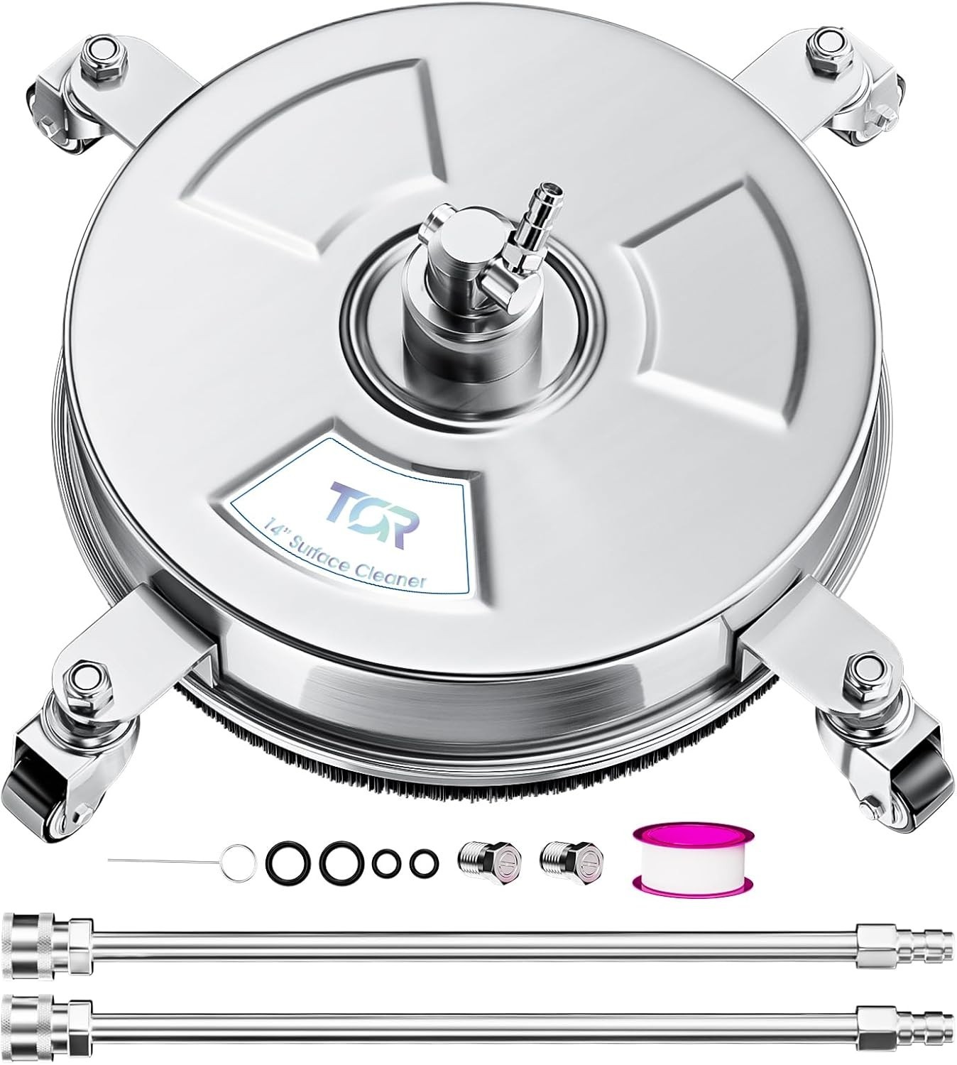 TOR 14in Pressure Washer Surface Cleaner 4000 PSI Stainless Steel w/Wheels
