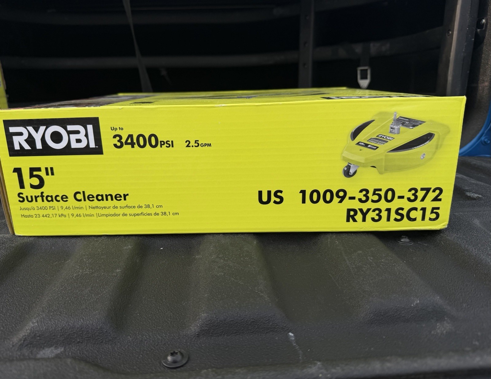 Ryobi 15 in. 3400 PSI Gas Pressure Washer Surface Cleaner with Caster Wheels New